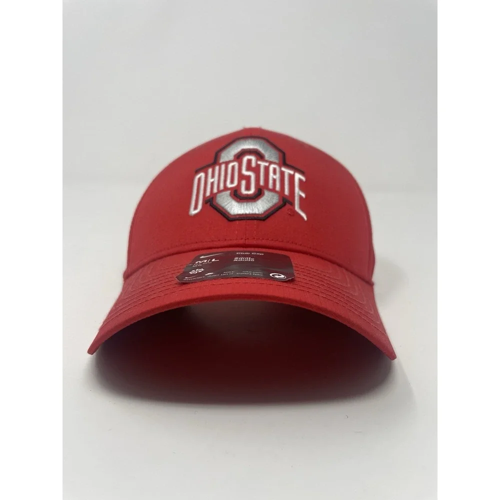 Nike Ohio State Buckeyes Hat Strapback‎ Club Precurve Adjustable Cap Red Silver
